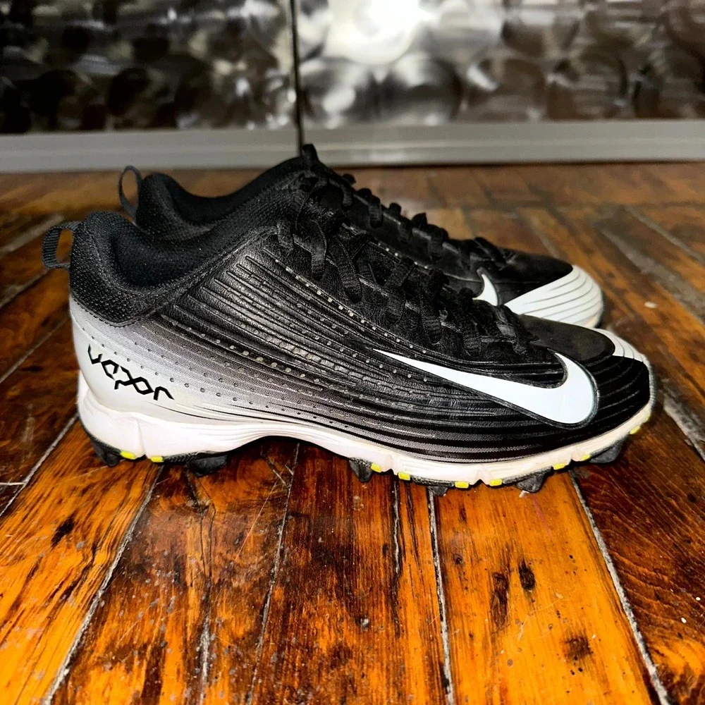 Nike Vapor Keystone 2 Low Cleats Boys Size 4.5‎ Black White Baseball Shoes
